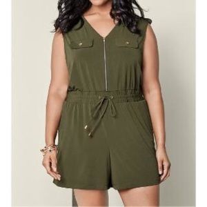 Venus brand military inspired olive green romper